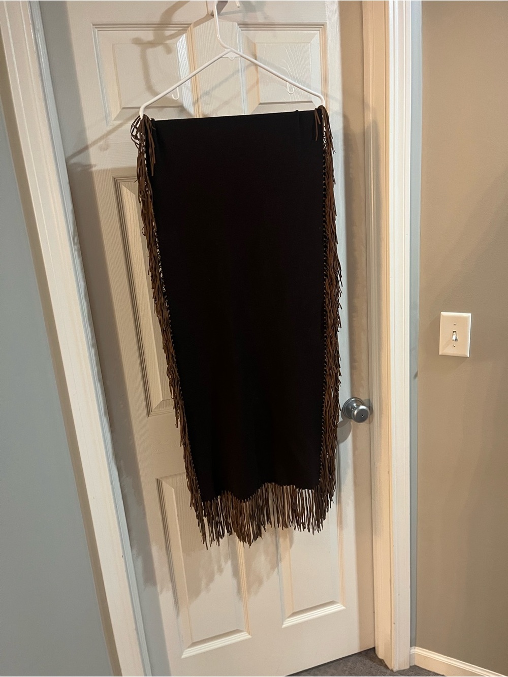 Black Fringe Knit Wrap Scarf